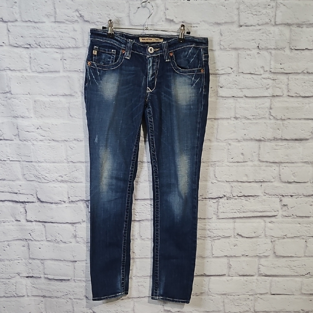 Big Star Women's Casey K Low Rise Blue Straight Leg Jeans